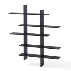 Front. Danya B - Five Tier Asymmetric Wall Shelf - Black - Black.