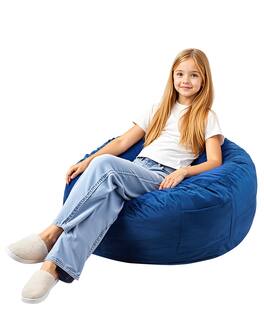 VEVOR - Bean Bag Chair, 3 feet Round Bean Bag Chair with Removable and Washable Cover, 25D Memory Foam Filled - Blue