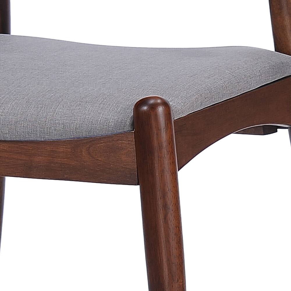Alt View 8. Loheer - Loheer Set of 2 Rubberwood Dining Chairs Vintage Ergonomic Backrest Cushioned Solid Wood Chairs Walnut Light Gray - Walnut, Light Gray.