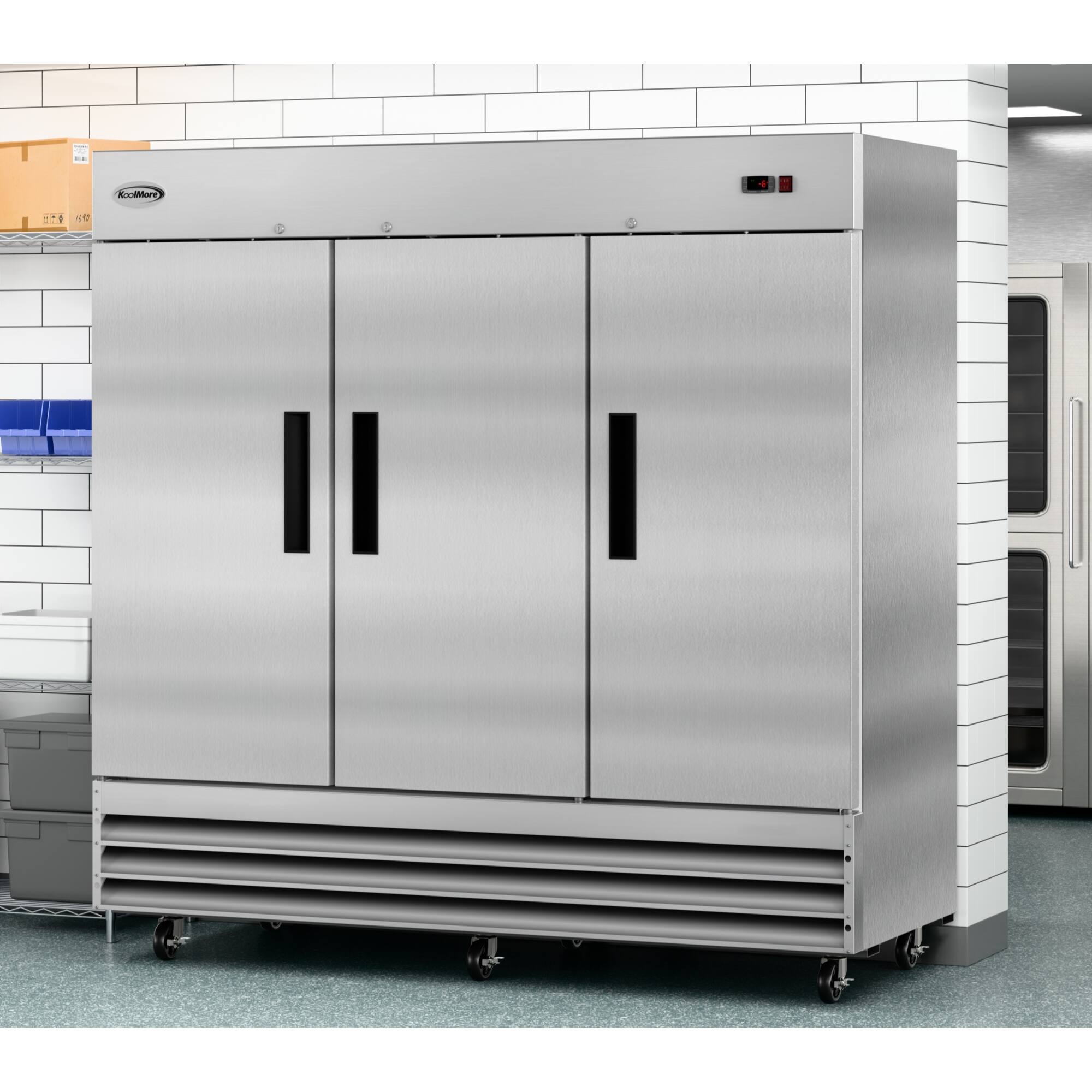 Alt View 1. Koolmore - 82 in. Three-Door Reach-In Freezer 72 cu ft. RIF-3D-SS - Stainless steel.