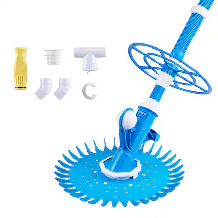 Front. VEVOR - Suction Pool Cleaner, Automatic Pool Vacuum Cleaner, Suction Side Automatic Pool Cleaner, Suction Vacuum Pool Sweeper - Blue + white.