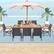 Alt View 1. Costway - 9 Pieces Patio Rattan Dining Set with Acacia Wood Table, 1.9" Umbrella Hole - Mix Brown + Off White.