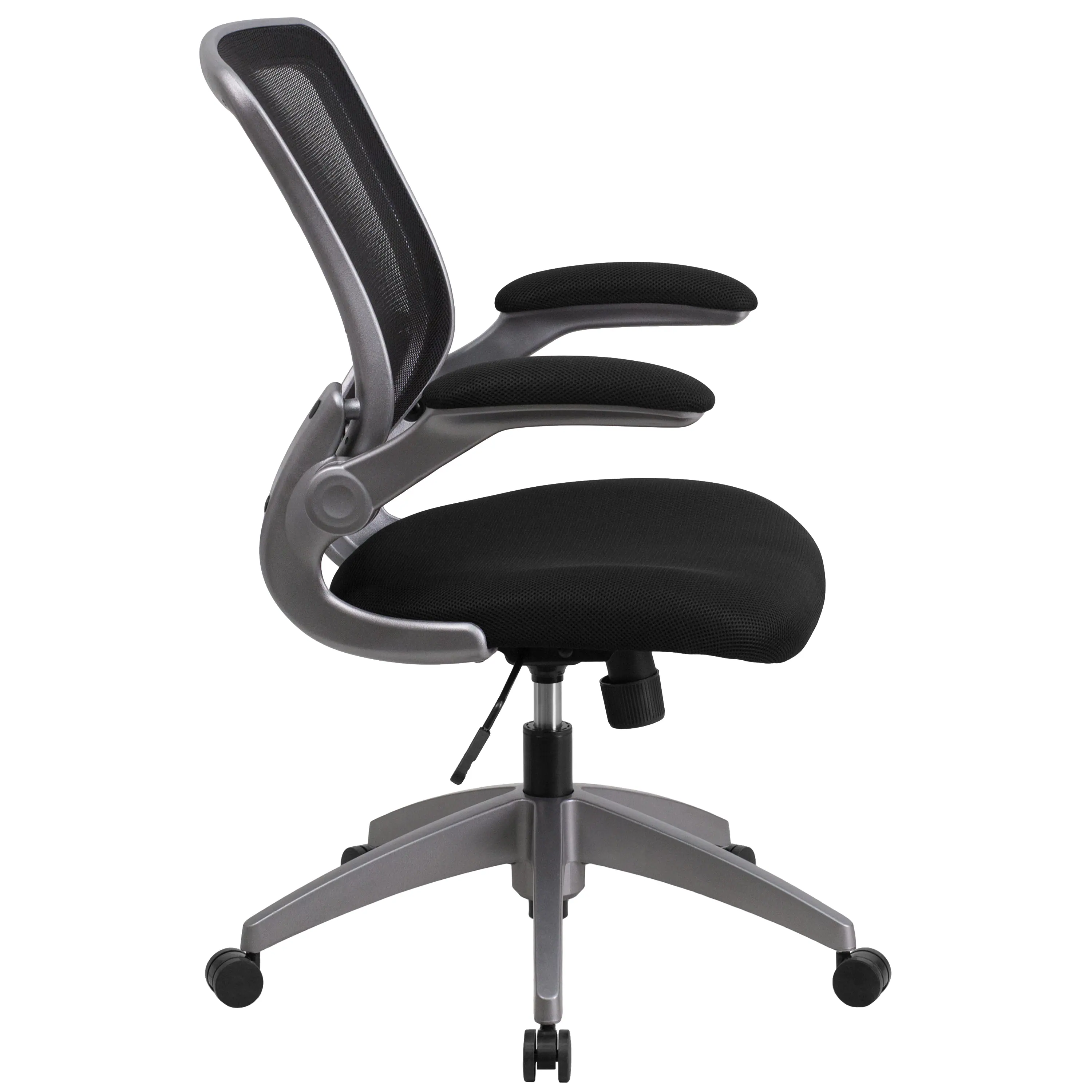 Alt View 6. Emma + Oliver - Mid-Back Mesh Swivel Ergonomic Task Office Chair with Gray Frame & Flip-Up Arms - Black.
