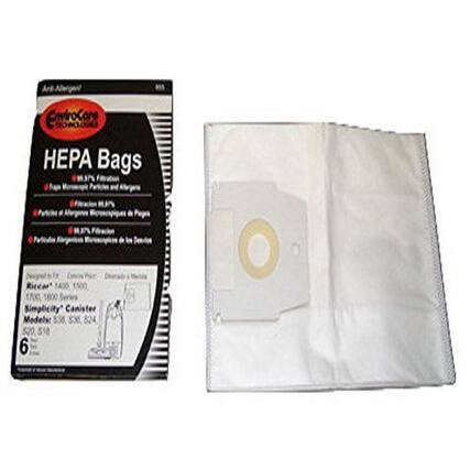 Ard Allergent EnviroCore HEPA Bags
Designed for: Kenmore 1400, 1500, 1700, 1800 Series
Simplicity Canister Models: S30, S30, 824, 520, 518
6 Bags