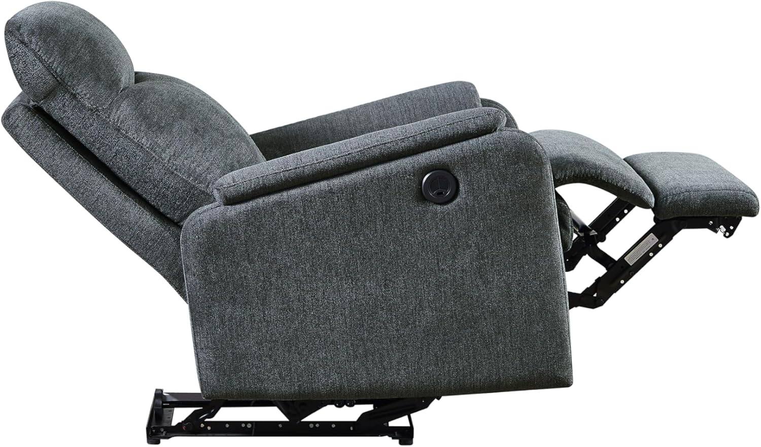 Alt View 3. TinyHomie - Modern Contemporary Power Recliner Blue with USB Charger - Black.