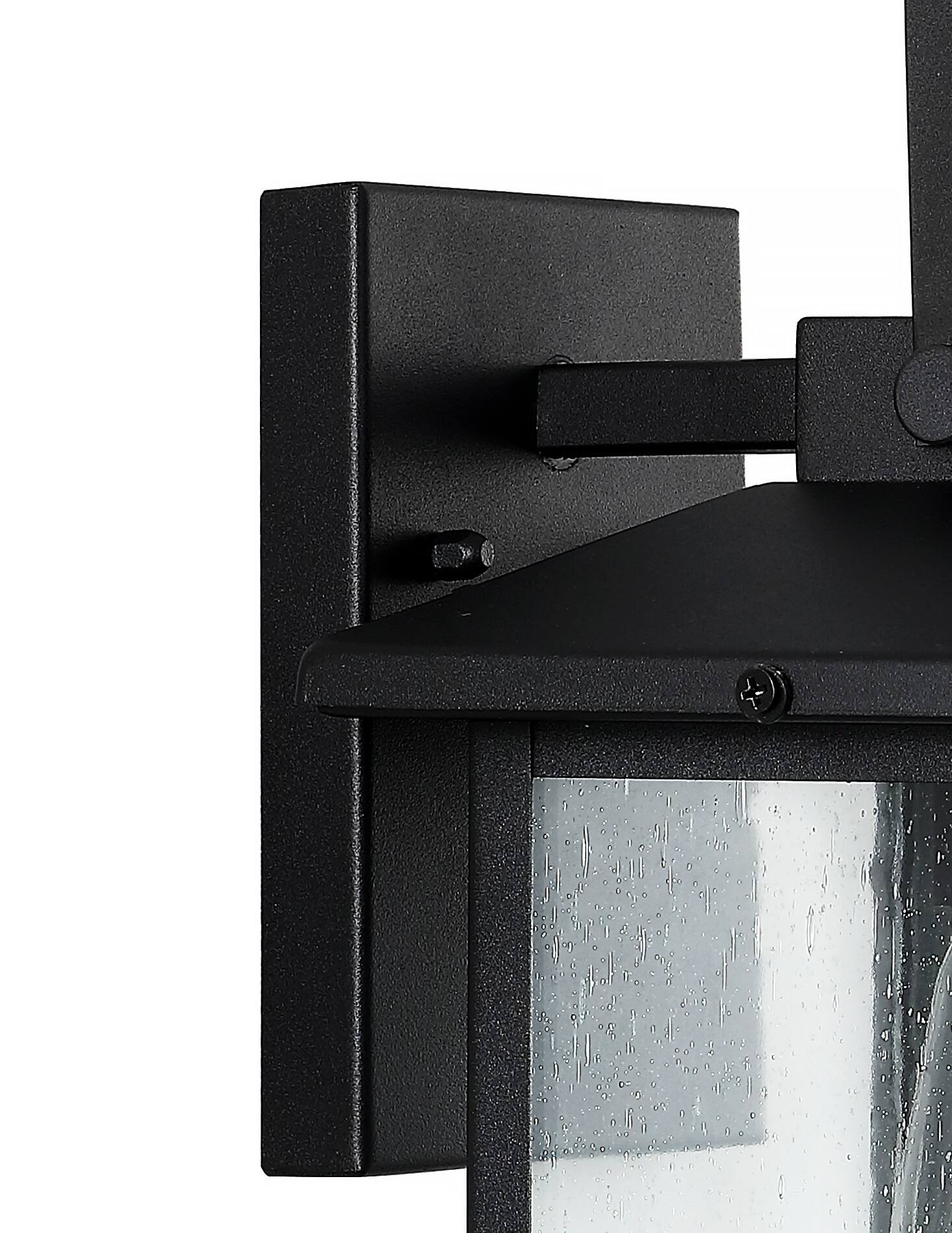 Alt View 5. Jonathan Y - Bungalow 6.75" 1-Light Iron/Seeded Glass Rustic Traditional Lantern LED Outdoor Sconce, Black (Set of 2) - Black.