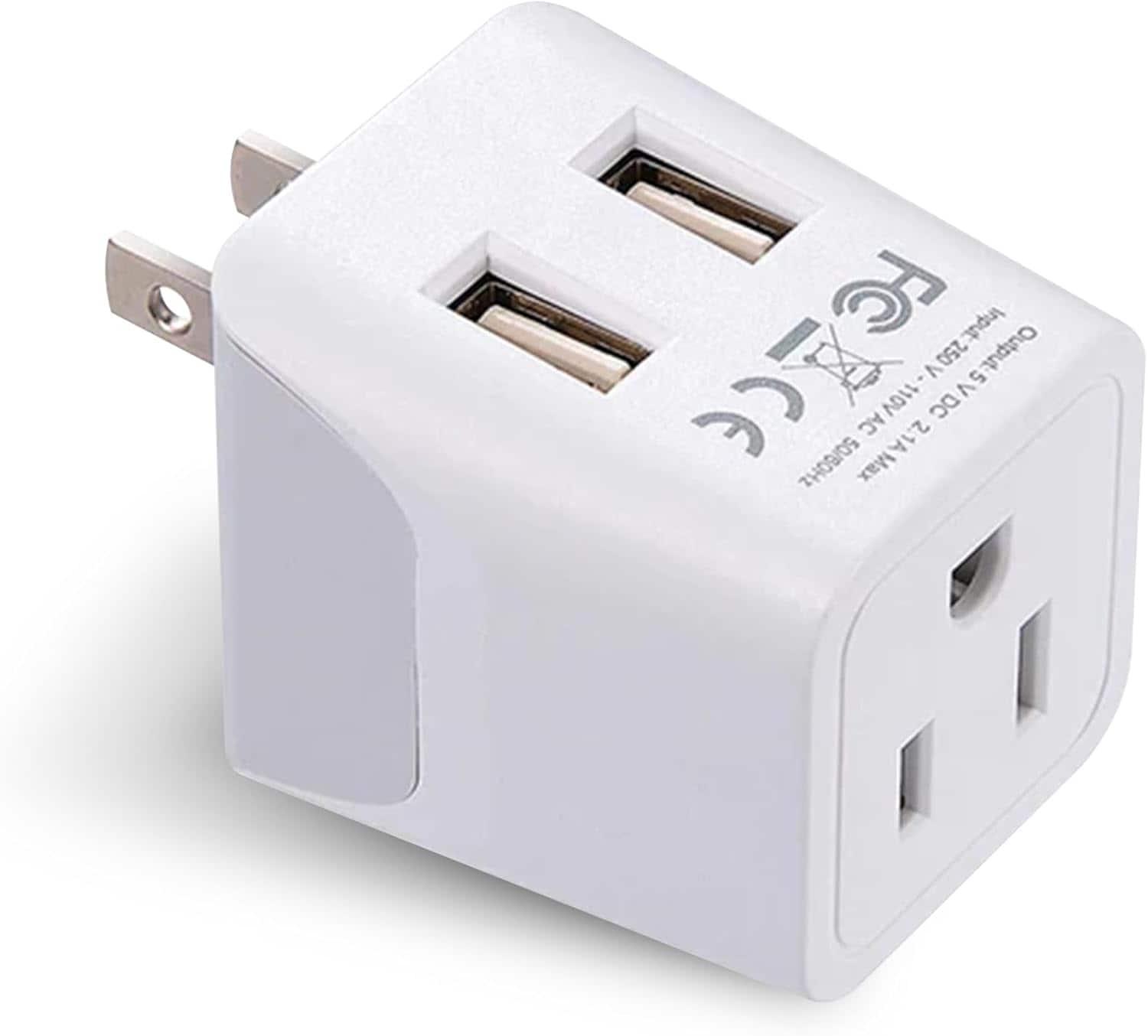 Ceptics - Japan, Philippines Travel Adapter Plug with Dual USB - Usa Input - Type A - Ultra Compact - White price history on PriceWatchPro