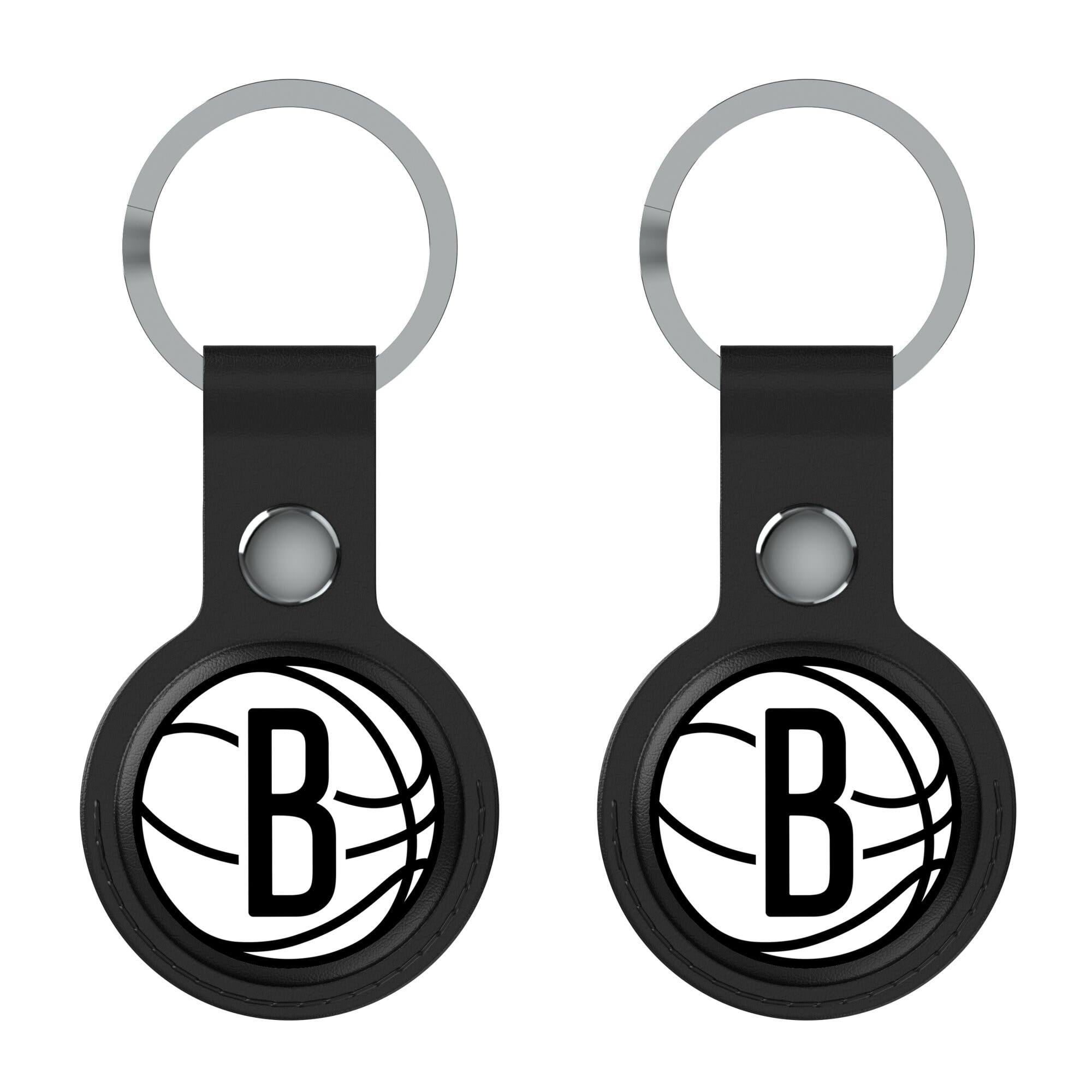 Front. Keyscaper - Black Brooklyn Nets Two-Pack AirTag Holders - Black.