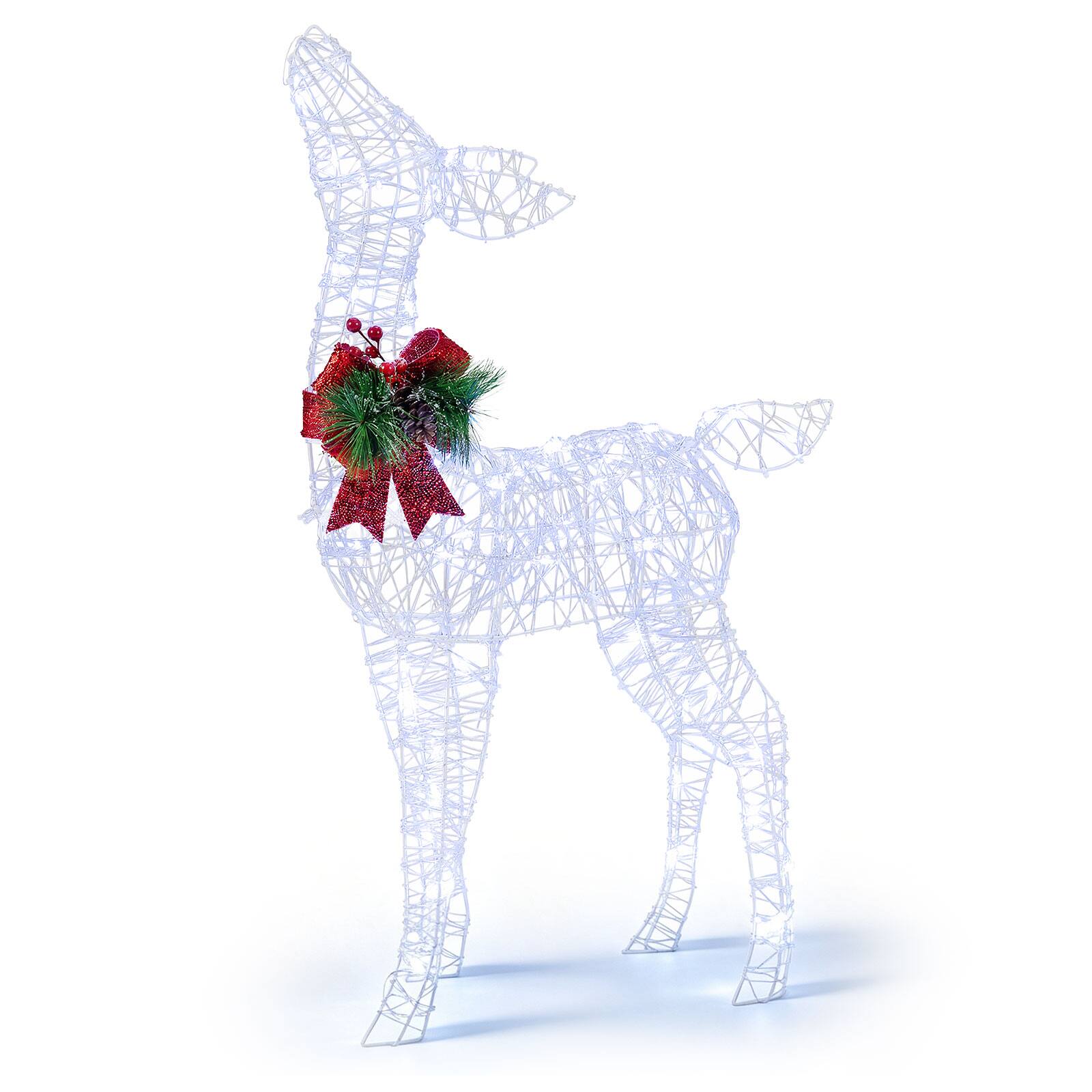 Alt View 1. Costway - Costway Lighted Christmas Deer Decorations with 50 Cold White LED Lights, Ground Stakes Advent Calendar - White.