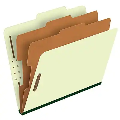 Front. Pendaflex - Classification Folder, 2-Dividers, Letter Size, Light Green, 10/Box - Light Green.