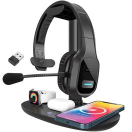 Delton - 20x Bluetooth Wireless Headset & 3-in-1 Wireless Charging Stand (DHSWC120XD) - Black