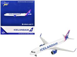 GeminiJets - Airbus A321neo Commercial Aircraft Icelandair (TF-IAA) Tail 1/400 Diecast Model Airplane - White with Blue and Pink