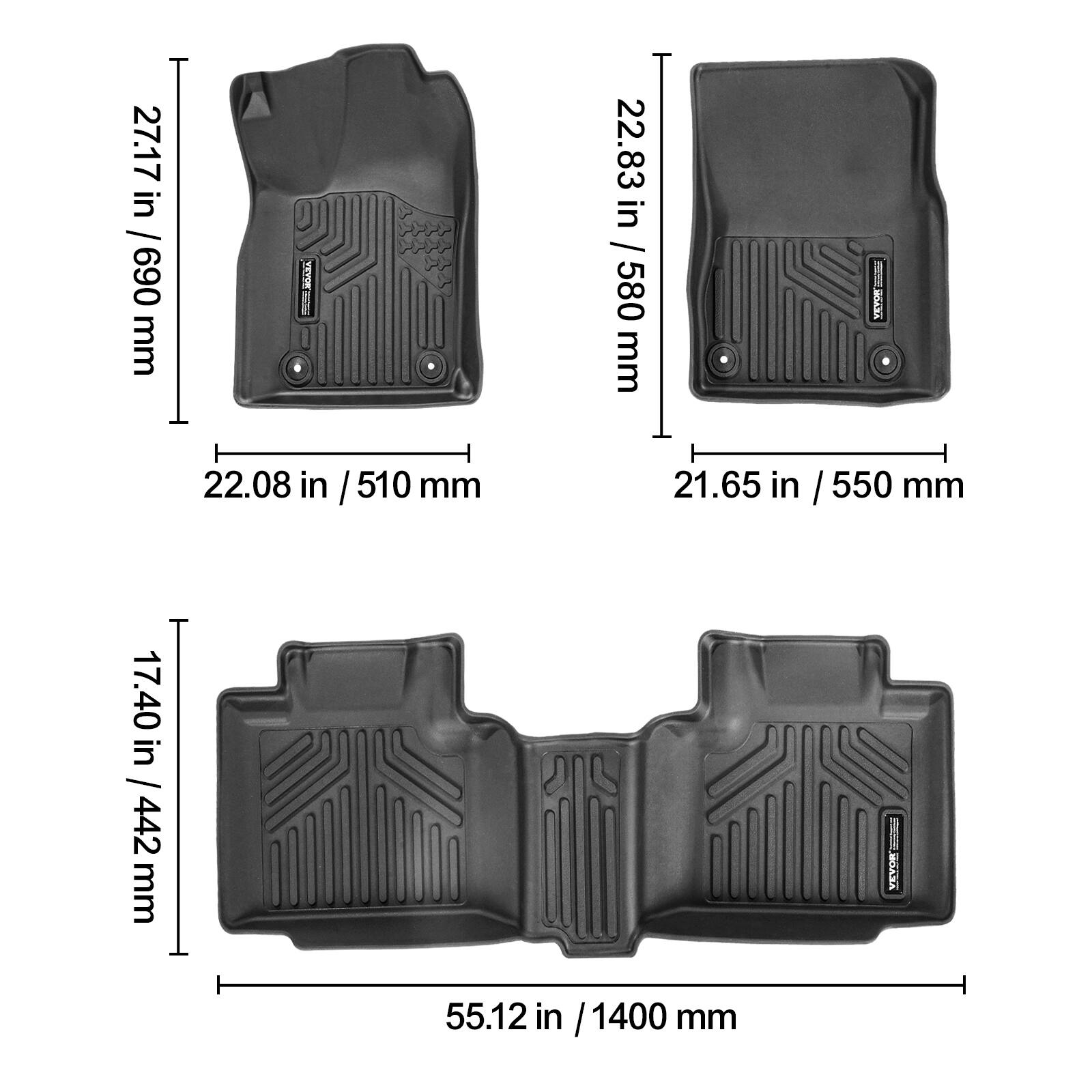 - 27.17 in / 690 mm
- 22.08 in / 510 mm
- 22.83 in / 580 mm
- 21.65 in / 550 mm
- 17.40 in / 442 mm
- 55.12 in / 1400 mm