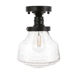 Living District - Lyle 1 light Flush mount - Black And Clear Seeded Glass