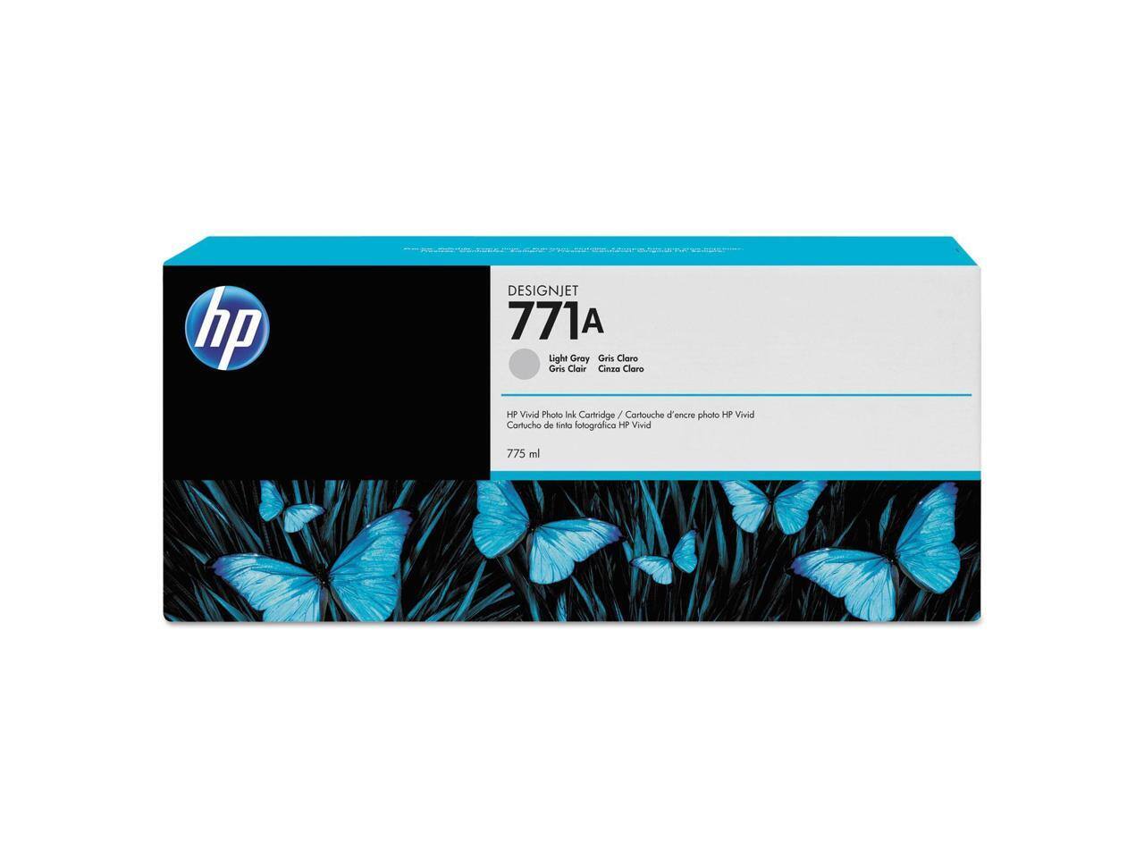 hp DESIGNJET 771A  
Light Gray / Gris Claro / Gris Clair / Cinza Claro  
HP Vivid Photo Ink Cartridge / Cartouche d'encre photo HP Vivid / Cartucho de tinta fotográfica HP Vivid  
775 ml