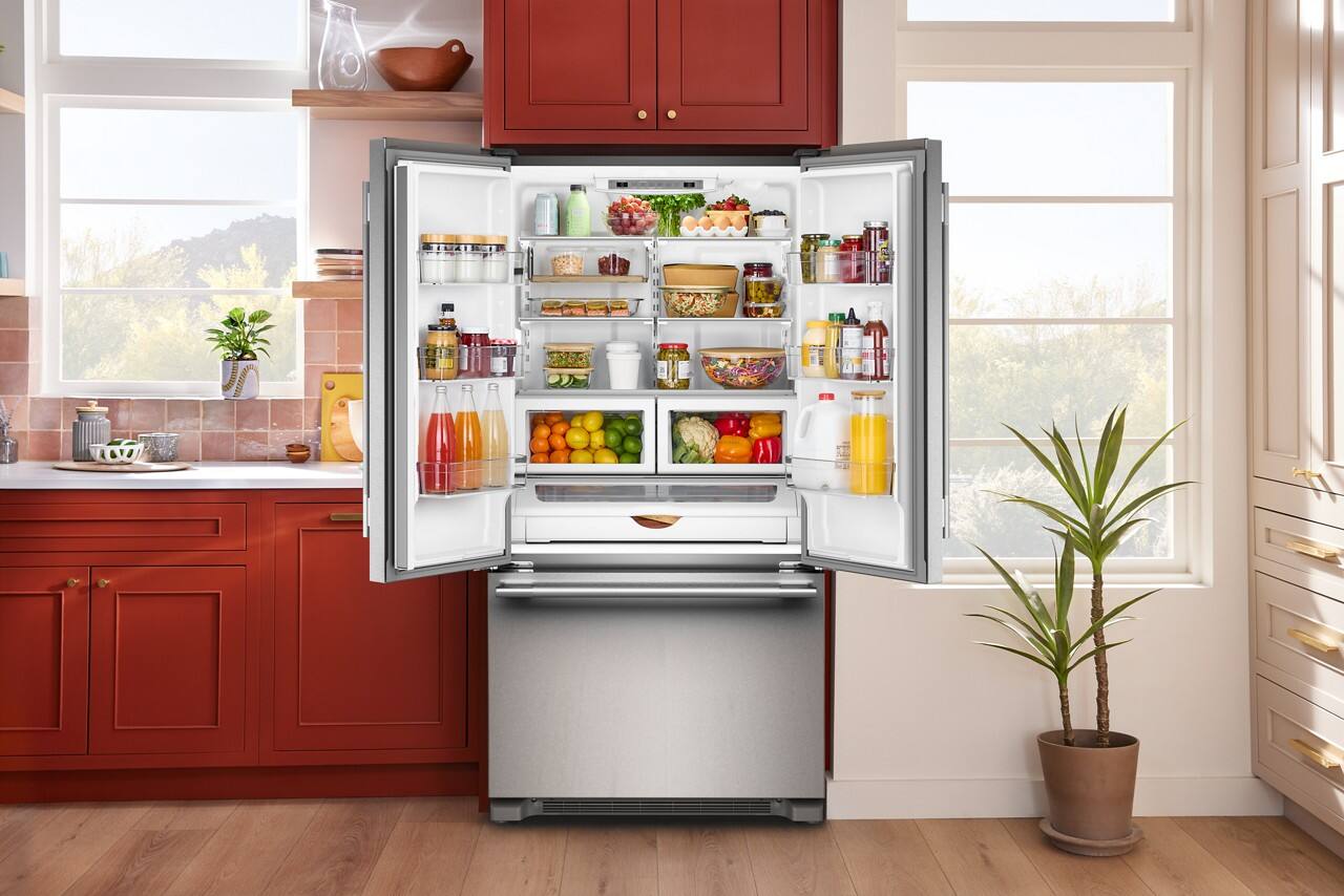 Alt View 12. KitchenAid - 36 in. wide 22 cu. ft. Counter-Depth French Door Refrigerator with Internal Water Dispenser - PrintShield Stainless.
