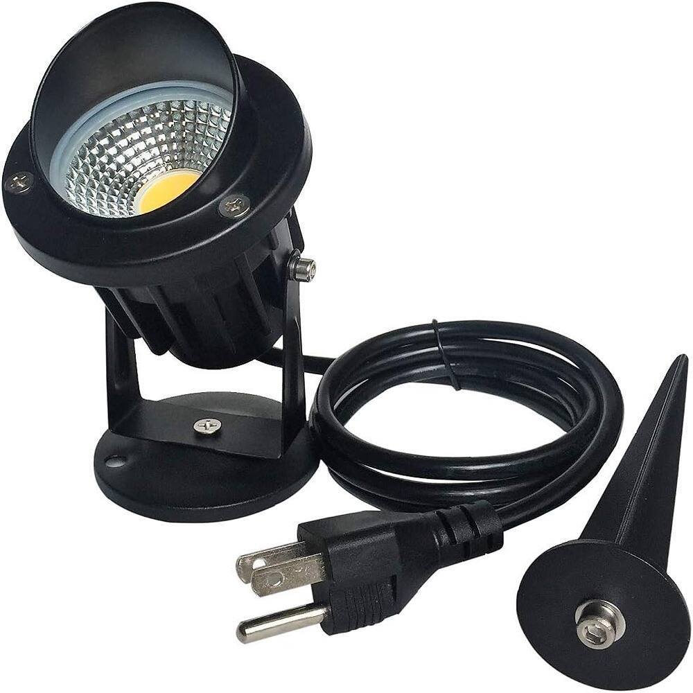 RTMB - Warmwhite LED Outdoor Spotlight Flag Light, 120V, 10W, Waterproof, Plug-in - White