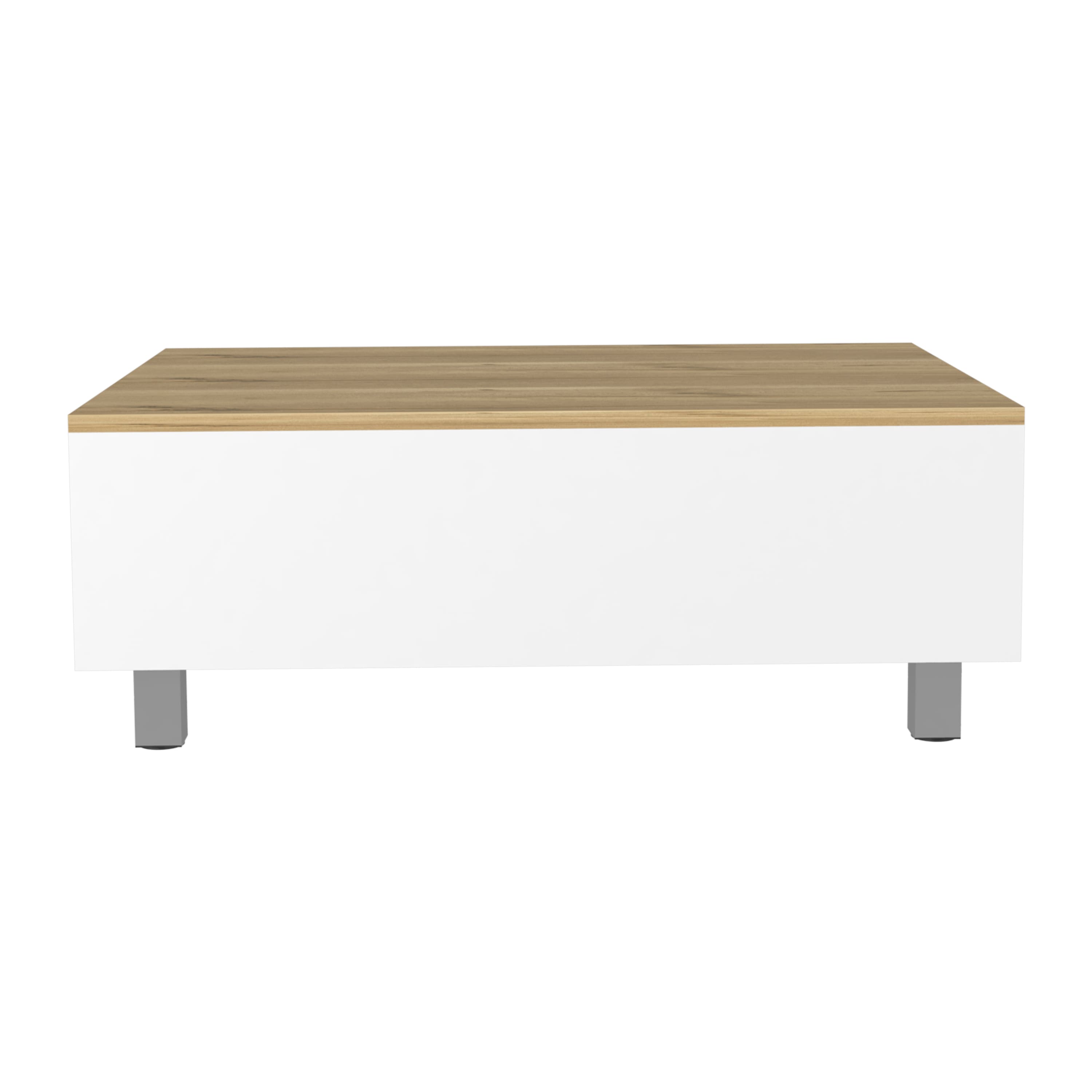 TuHome - Gambia Lift Top Coffee Table, Four Legs - White / Light Oak