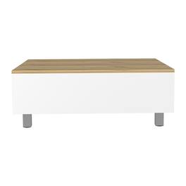 TuHome - Gambia Lift Top Coffee Table, Four Legs - White / Light Oak