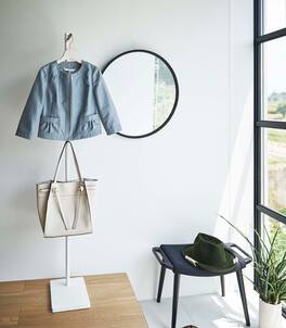 Yamazaki Home - Coat Rack (63.98" H) - Steel + Wood - White
