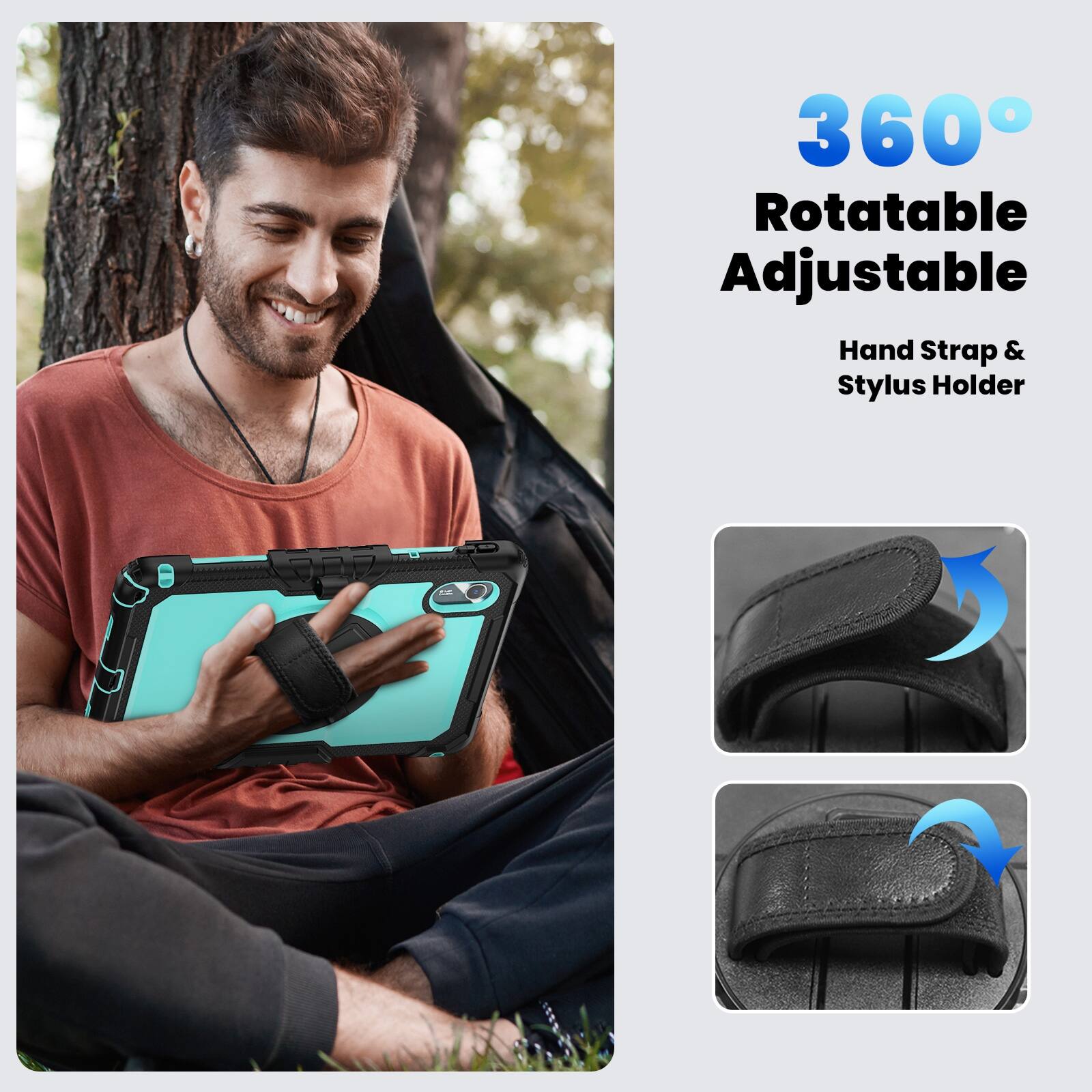 360° Rotatable Adjustable Hand Strap & Stylus Holder