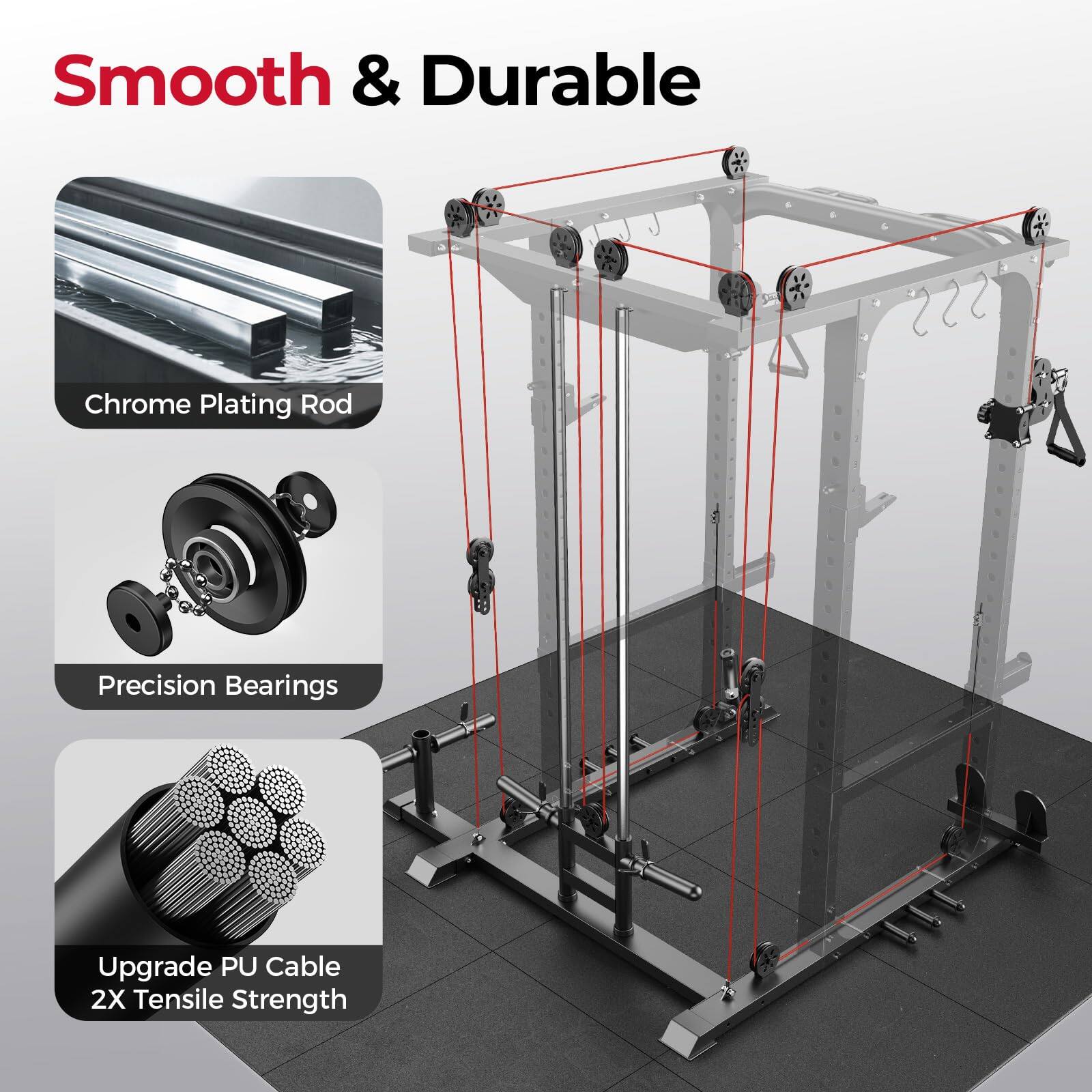 Smooth & Durable Chrome Plating Rod Precision Bearings Upgrade PU Cable 2X Tensile Strength