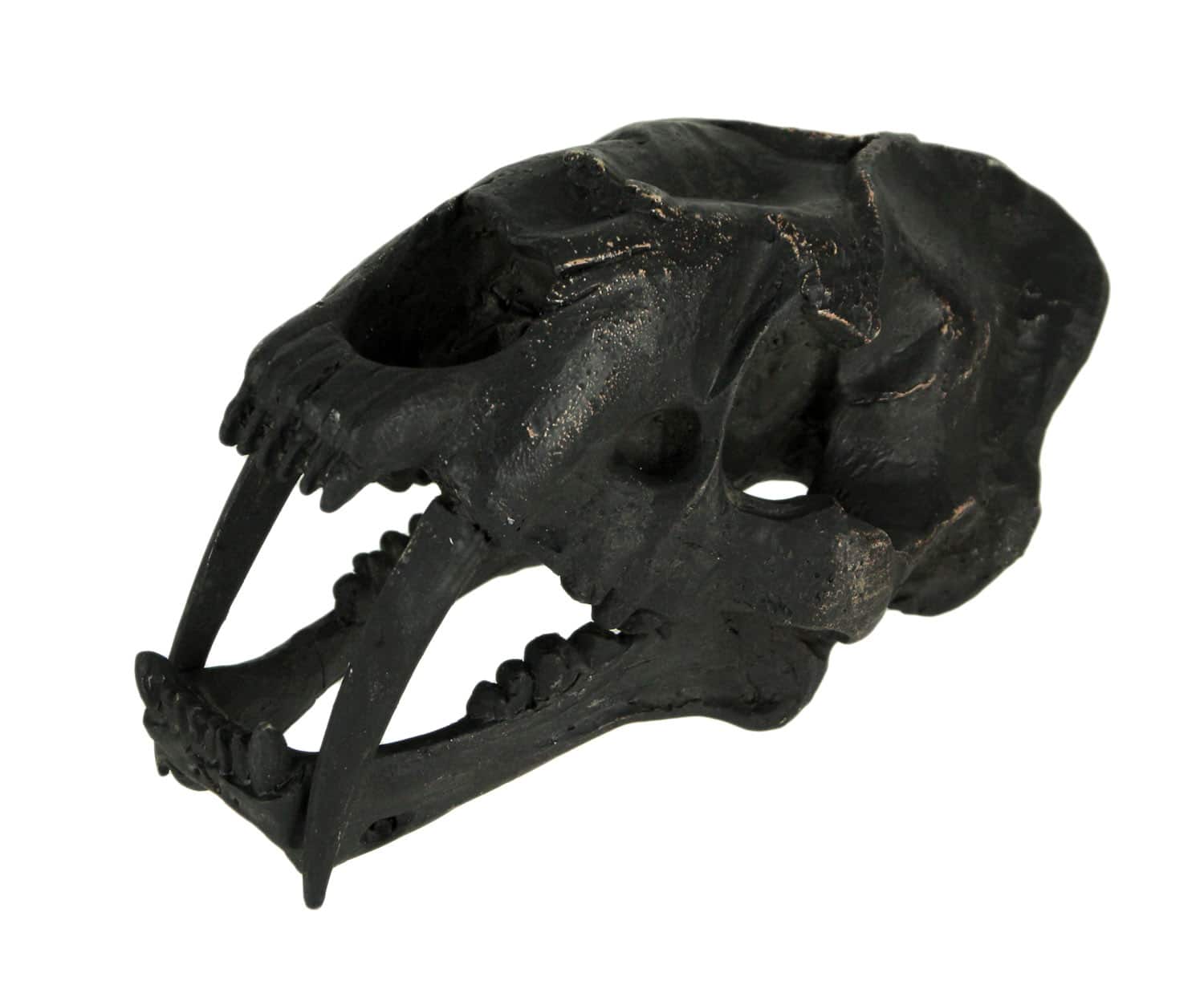 Zeckos - Saber Toothed Cat Skull Statue Smilodon - Black
