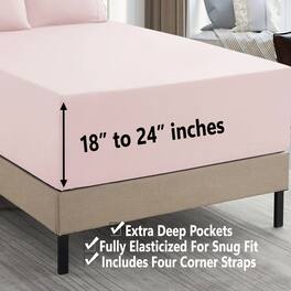 Sweet Home Collection - 18"-24" Extra Deep Pocket, 3-Piece Bed Sheets Set, Twin - Pale Pink