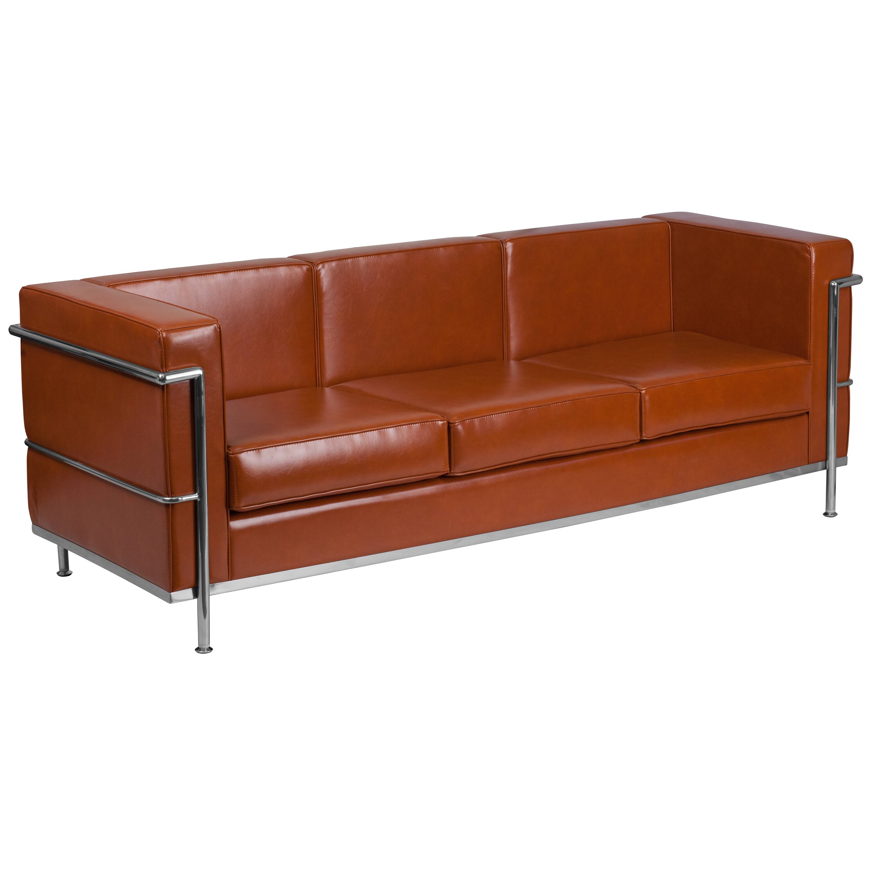 Front. Flash Furniture - HERCULES Regal Series Contemporary Cognac LeatherSoft Sofa with Encasing Frame - Cognac.
