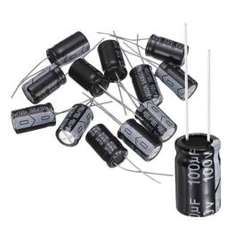 Unique Bargains - 100uF 100V 10x16mm Electrolytic Capacitor, 105C High Temp Radial Leads, for TVs/LCDs/VCD, 12pcs - Black