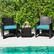 Alt View 1. Costway - 3PCS Patio Wicker Furniture Set Storage Table W/Protect Cover - Turquoise,Mix Brown.