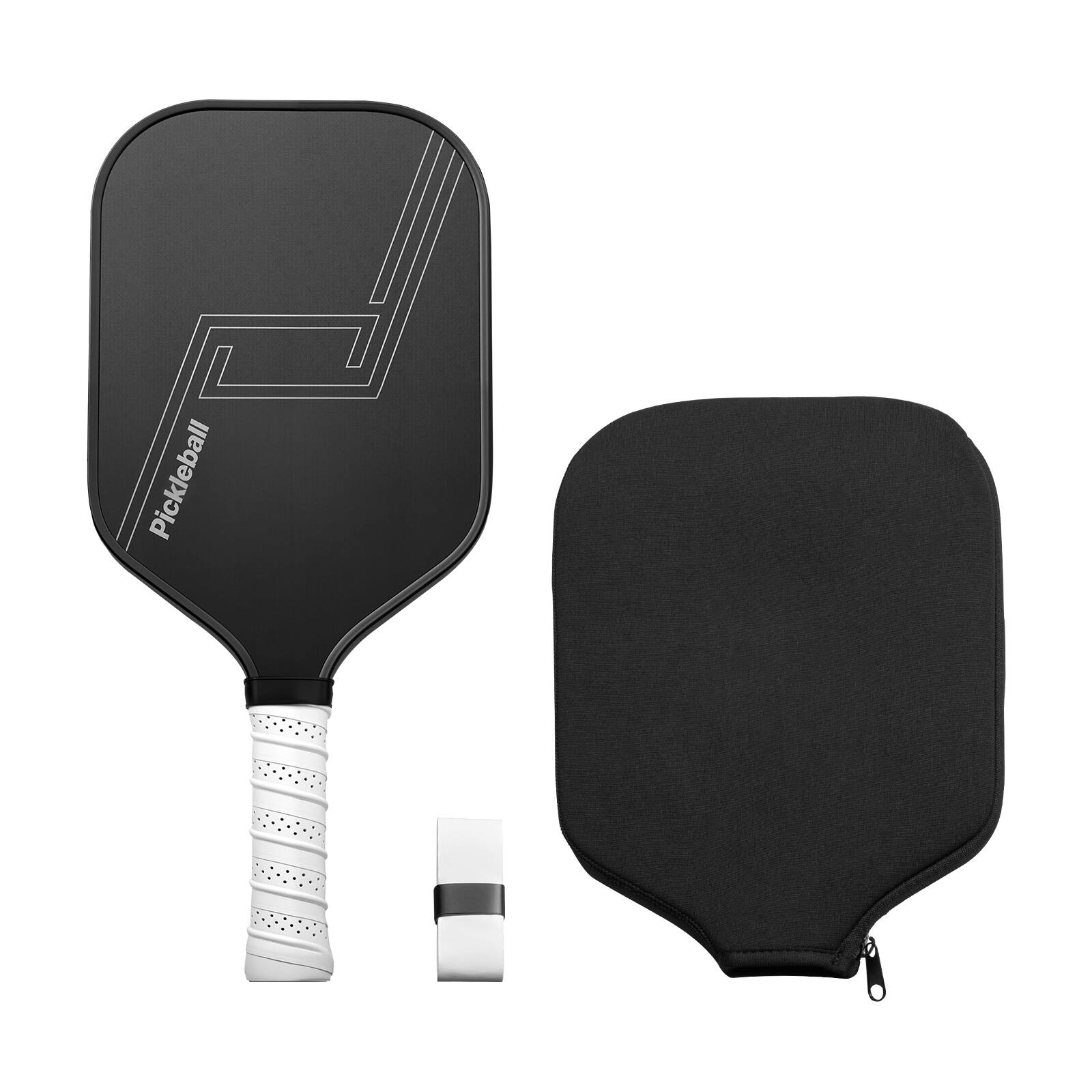 Front. VEVOR - Pickleball Paddle, T700 Carbon Fiber Surface & Honeycomb Core, Professional Pickleball Paddle - Black,White.