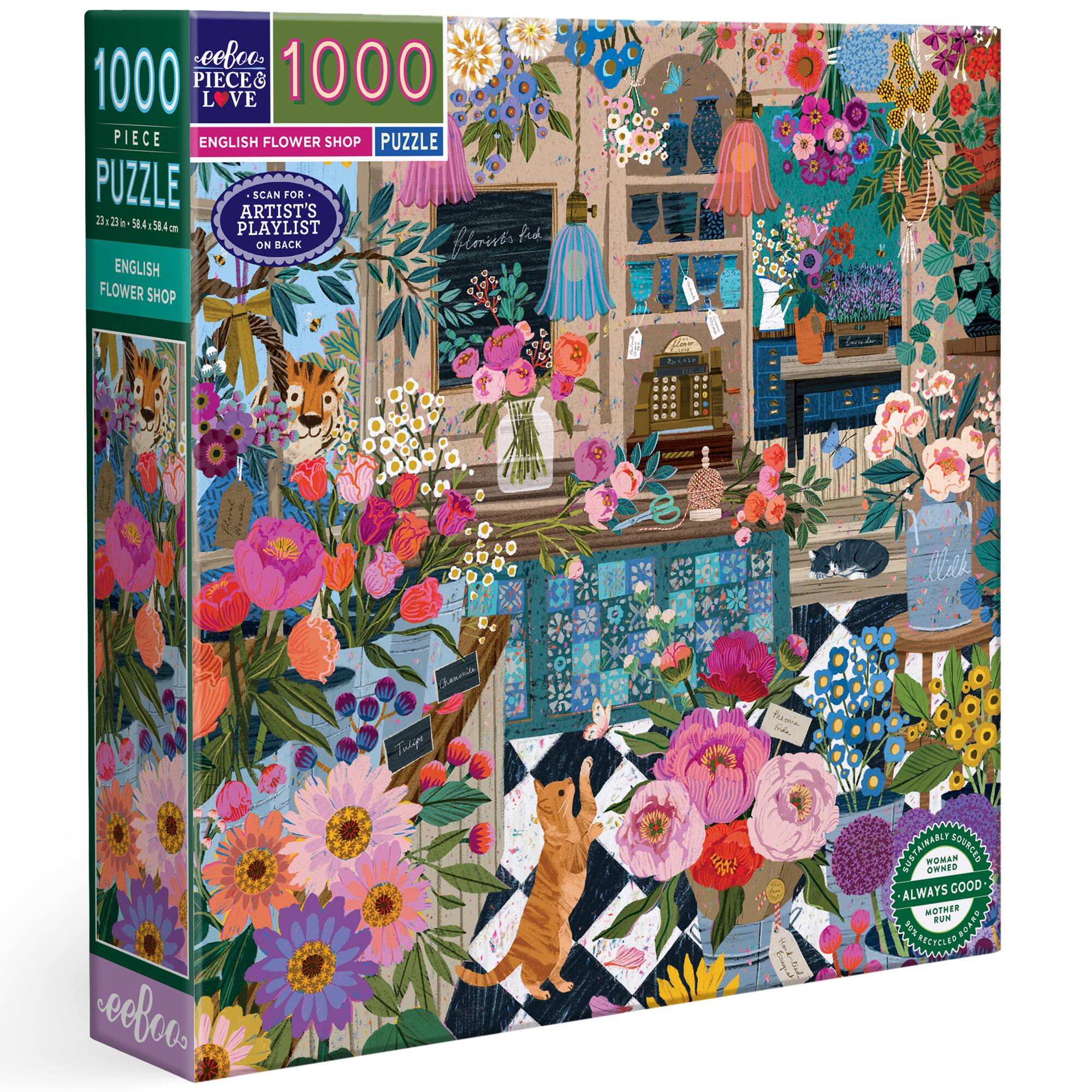 1000 PIECE LOVE 1000 PIECE ENGLISH FLOWER SHOP PUZZLE PUZZLE ARTIST'S SCAN FOR 23 58.4 50 on PLAYLIST filmiss lick ON BACK ENGLISH FLOWER SHOP

Carrio

Karendo
frasina Stre

WOMAN OWNED ALWAYS GOOD MOTHER RUN 55 RECYCLED