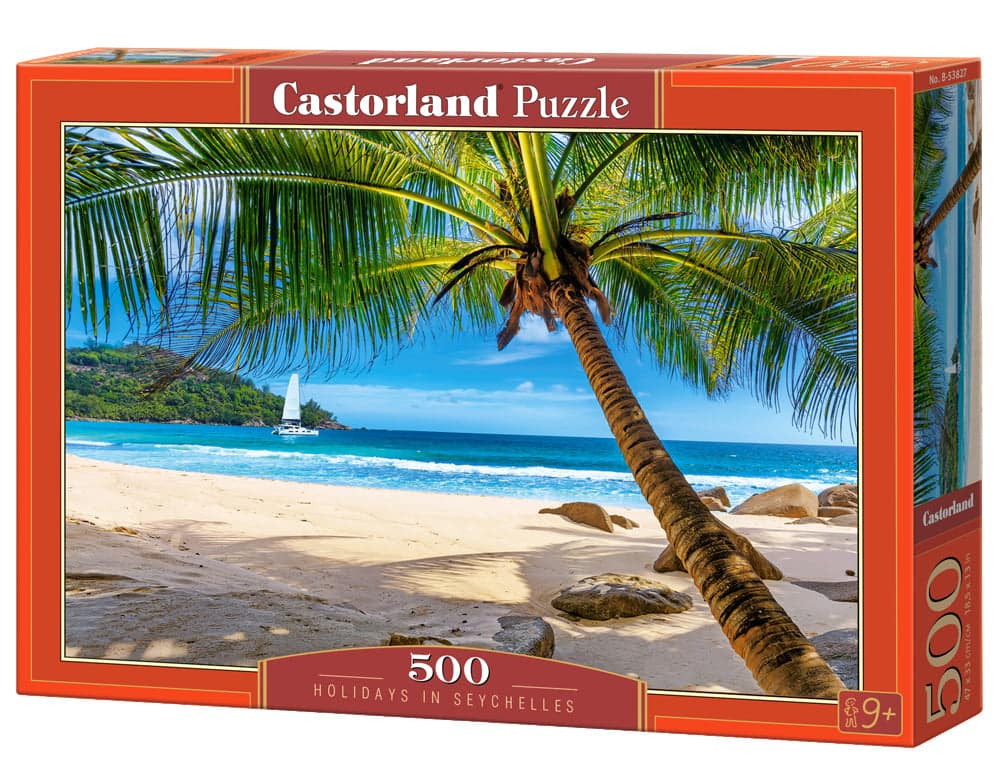 500 Piece Jigsaw Puzzles, Holidays in Seychelles, Tropical beach, Landscape puzzles, Castorland B-53827 - Red