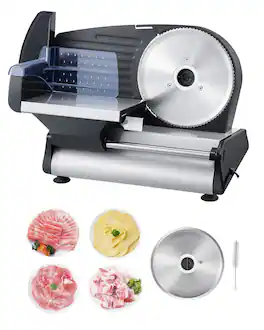 Glintex - Meat Slicer 180W 7.5 Inch Adjustable Frozen Meat Cutter Stainless Blade Home Kitchen Cutters & Slicers