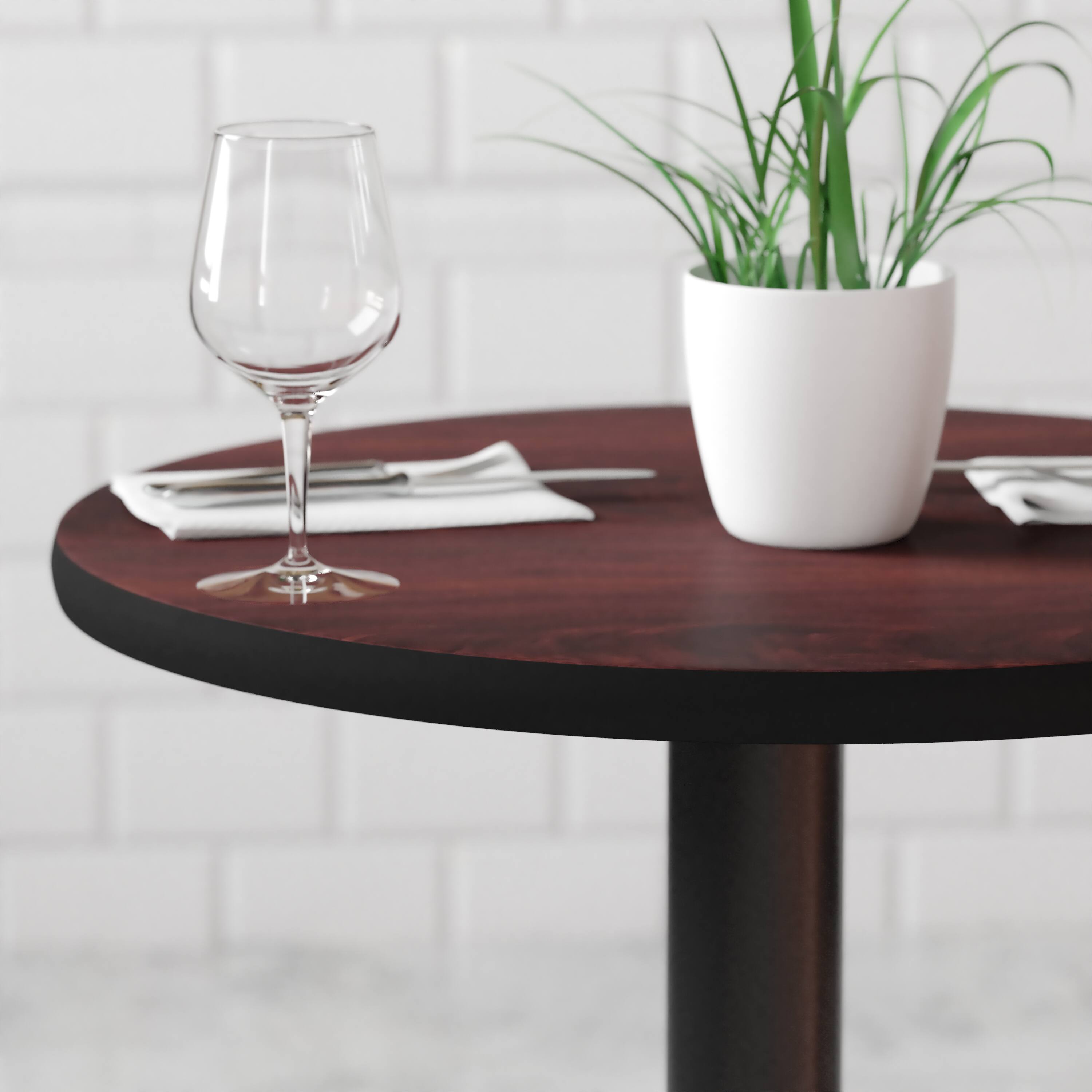 Alt View 4. Emma + Oliver - 24" Round Table Top with Reversible Laminate Top - Mahogany.