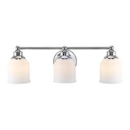 Jonathan Y - Lydia 24" 3-Light Farmhouse Cottage Metal LED Vanity Light with Frosted Glass Shades - Chrome