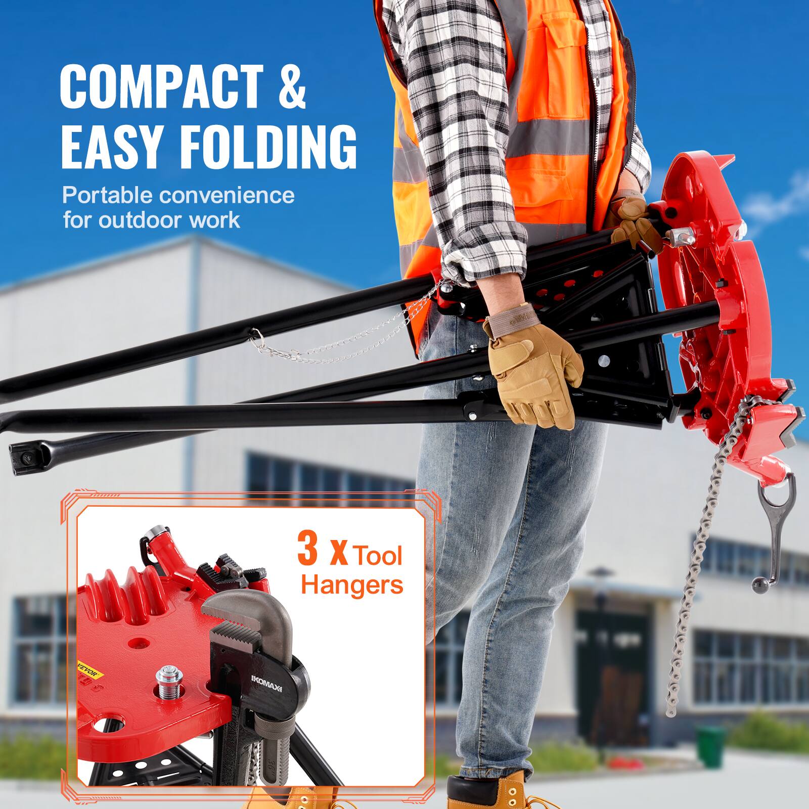 COMPACT & EASY FOLDING  
Portable convenience for outdoor work  

3 X Tool Hangers