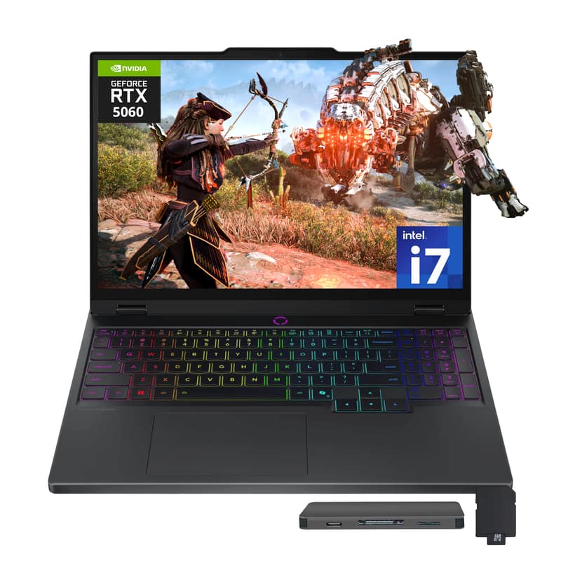 Lenovo - Upgraded - Legion 5 15.1" WQXGA Gaming Laptop,Intel i7-14700HX,GeForce RTX 5060,32GB DDR5,1TB SSD+1TB Dock Set,Win 11 - Black