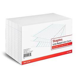 Staples - 5" x 8" Index Cards, Lined, 500/Pack - White