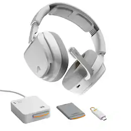 Glorious - GHS Wireless InfinitePlay 2.4/Bluetooth Over-the-Ear Wireless Gaming Headset + Base Station for PC, PS5, PS4 and Switch - White