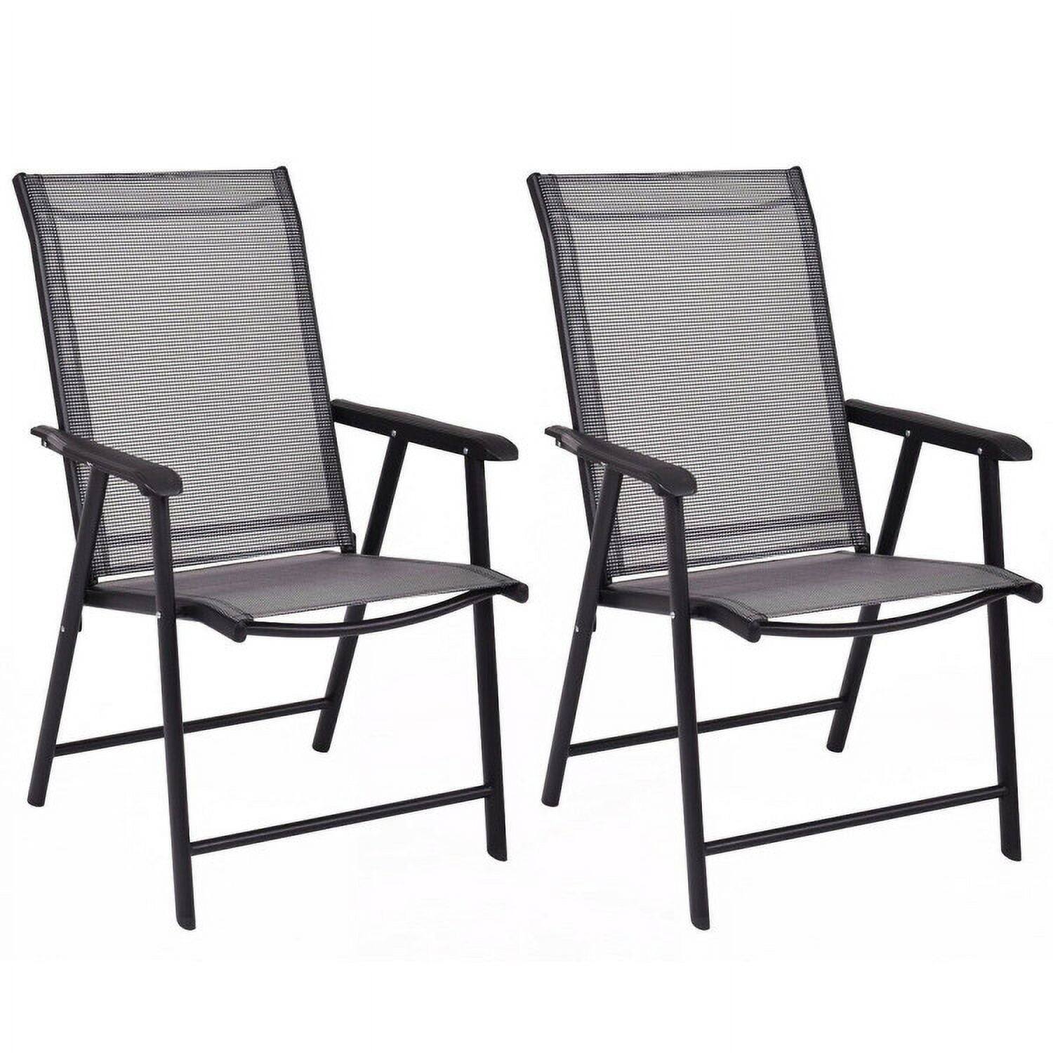Alt View 2. Kadyn - Set of 2 Outdoor Patio Folding Chairs-Gray, Outdoor Dining Chair for Outside Patio, All Weather, Porch, Garden, Poolside - Gray.