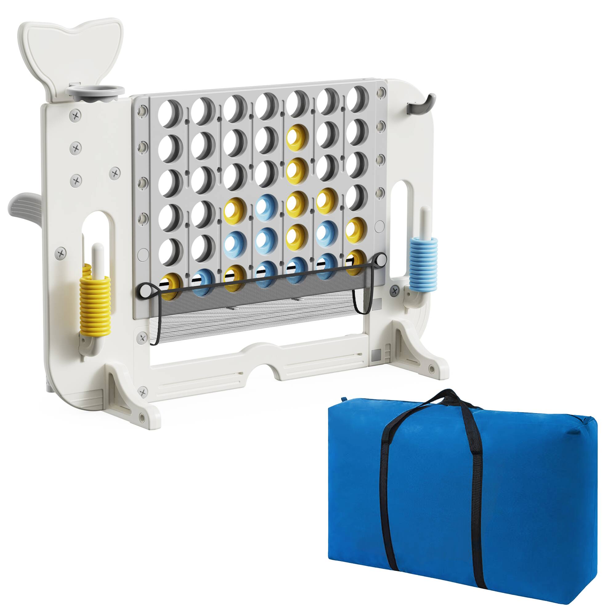 Alt View 7. ELEMENT ACE - 4-in-1 Adjustable Height Family Game Set with Basketball, Ring Toss, Golf,  Connect Four for Indoor and Outdoor - White+gray.