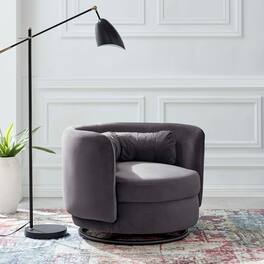 Relish Performance Velvet Swivel Chair by Modway - Black Gray