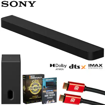 SONY "Dolby dts X IMAX ENHANCED ATMOS"
DECO ESSENTIALS + DECOGEAR CPS | - PREMIUM 30 & CPS 26 MONTH PROTECTION
BESINNER'S SUCE TELEVISION PREMIUM HOME THEATER PLAN ESSENTIALS PROTECTION SE L L 1 1