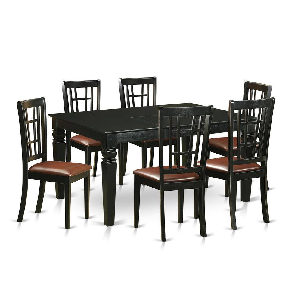 Left. East West Furniture - 7 Pcs Dining room sets -Small Kitchen Table and 6 Kitchen Chairs - Black.