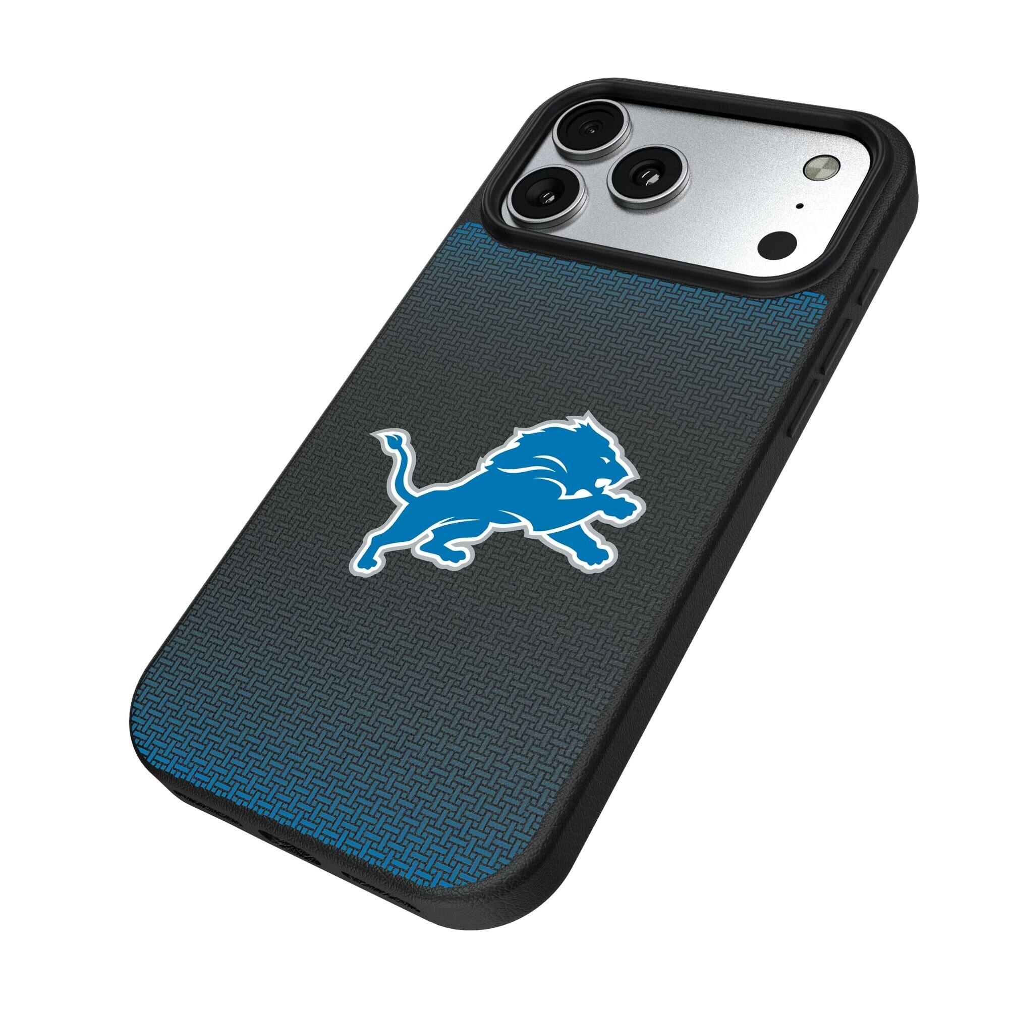 Alt View 1. Keyscaper - Detroit Lions Linen Logo iPhone Magnetic Bump Case - 17 Pro Max - Black.