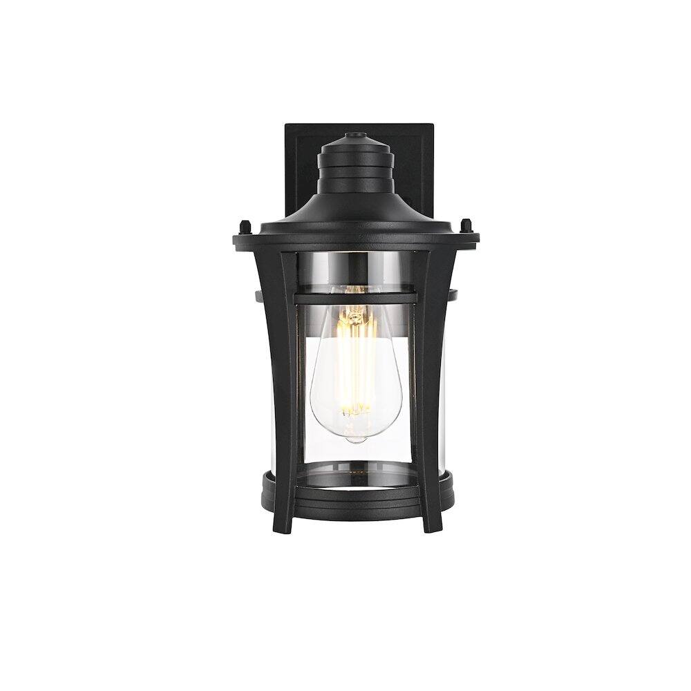 Back. Elegant Lighting - Artemis 11 inch Outdoor Wall sconce in Black - Black And Clear.