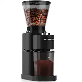 Aromaster - Professional Conical Burr Coffee Grinder, Coffee Bean Grinder with 48 Grind Settings for Espresso - Black