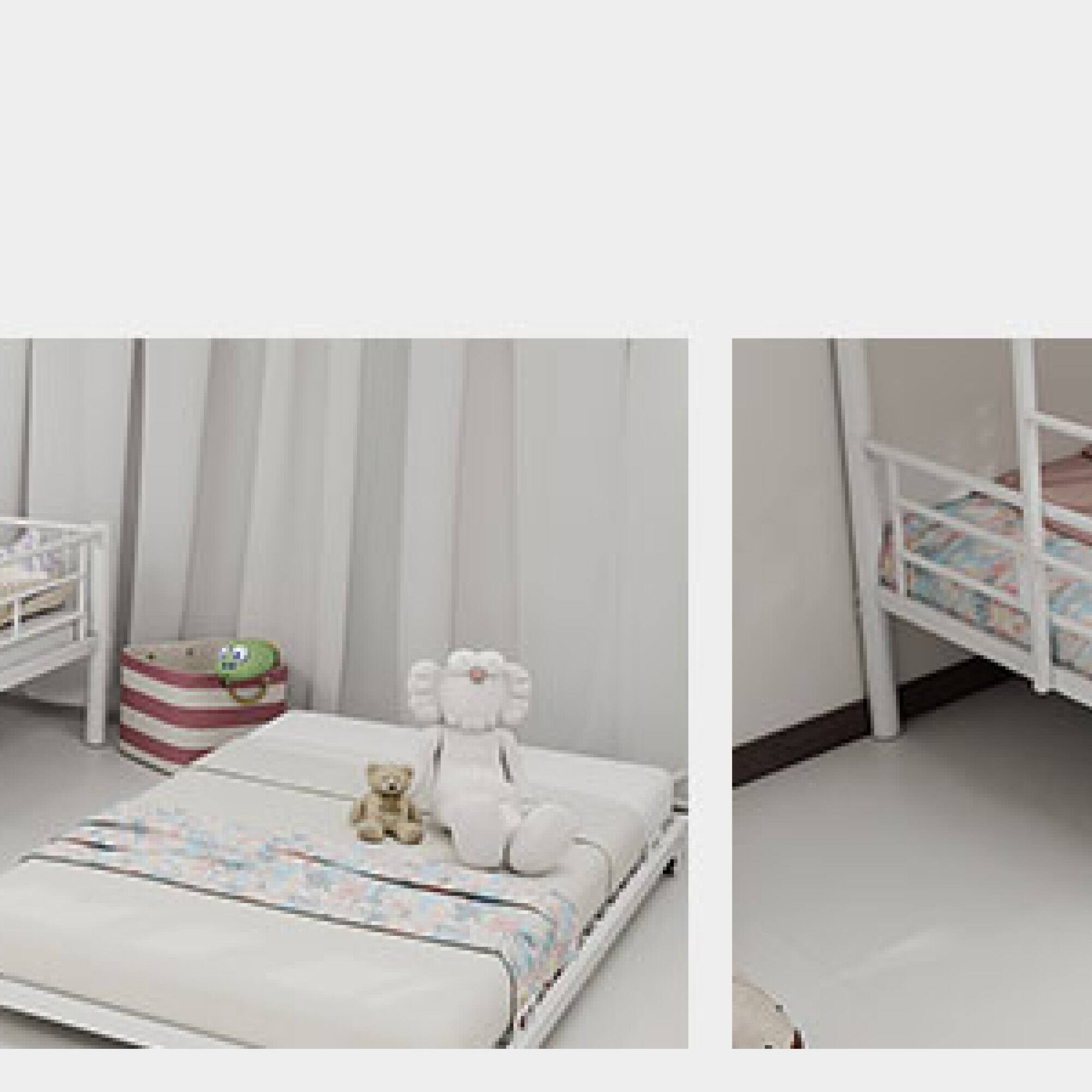 Alt View 5. GOODSILO - Heavy-Duty Twin Over Twin Bunk Bed with Safety Rails and Ladder, Sturdy Metal Frame for Kids and Teens - White.